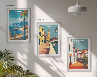 Sada nástenných dekorácií Retro ilustrácie mesta