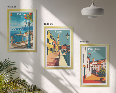 Sada nástenných dekorácií Retro ilustrácie mesta