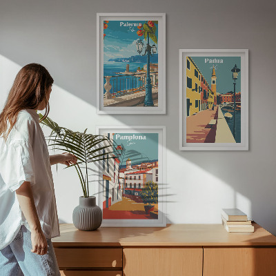 Sada nástenných dekorácií Retro ilustrácie mesta