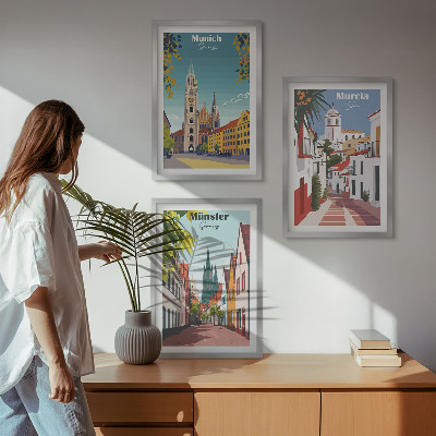 Nástenná galéria Európske mestá vo farebných kresbách