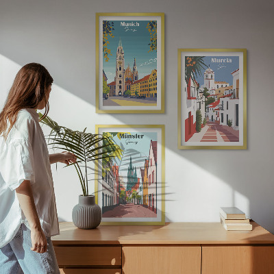 Nástenná galéria Európske mestá vo farebných kresbách