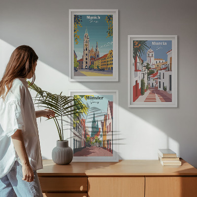 Nástenná galéria Európske mestá vo farebných kresbách