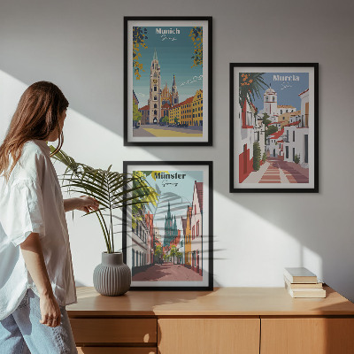 Nástenná galéria Európske mestá vo farebných kresbách