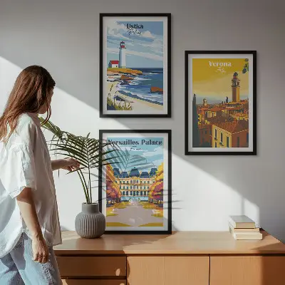 Sada nástenných dekorácií výhľady na prímorské mestá
