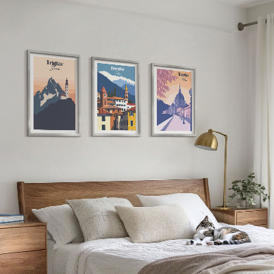 Nástenná galéria Retro ilustrácie architektúry hôr