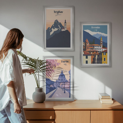 Nástenná galéria Retro ilustrácie architektúry hôr