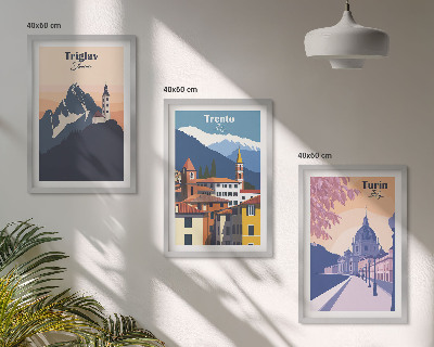 Nástenná galéria Retro ilustrácie architektúry hôr