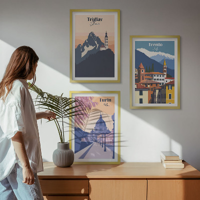 Nástenná galéria Retro ilustrácie architektúry hôr