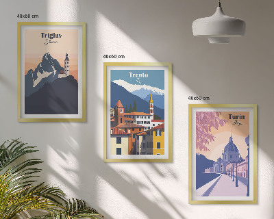 Nástenná galéria Retro ilustrácie architektúry hôr