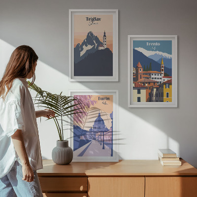 Nástenná galéria Retro ilustrácie architektúry hôr