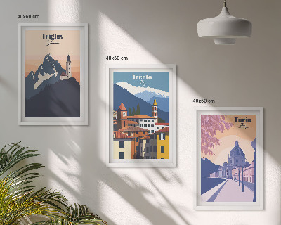 Nástenná galéria Retro ilustrácie architektúry hôr