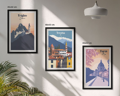 Nástenná galéria Retro ilustrácie architektúry hôr