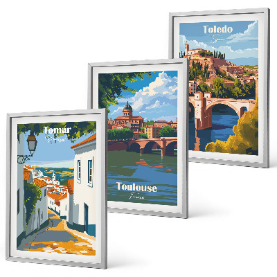 Sada nástenných dekorácií Retro mestská grafika