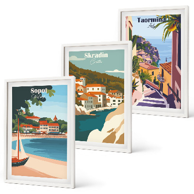 Nástenná galéria Ilustrácie prímorského mesta