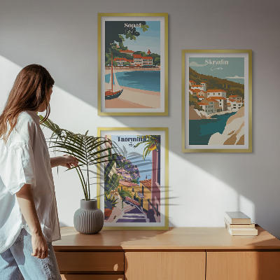 Nástenná galéria Ilustrácie prímorského mesta