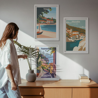 Nástenná galéria Ilustrácie prímorského mesta