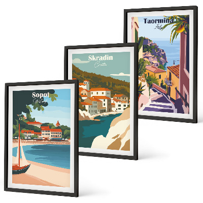 Nástenná galéria Ilustrácie prímorského mesta