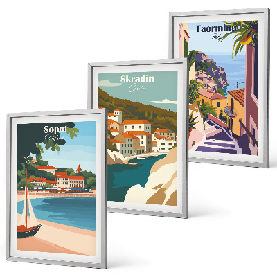 Nástenná galéria Ilustrácie prímorského mesta