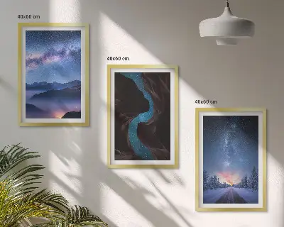 Nástenná galéria nočná obloha s horami v zimnej krajine