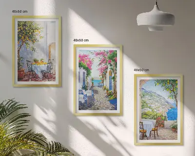 Nástenná galéria očarujúce uličky, rastliny a more