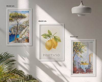 Sada nástenných dekorácií Výhľady na Positano s citrónmi