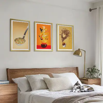 Sada nástenných dekorácií s motívom jedla do kuchyne