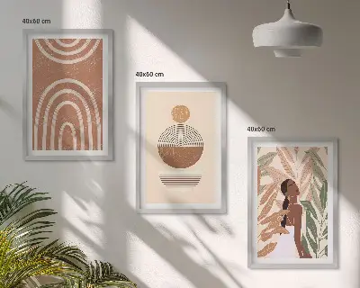Sada nástenných dekorácií so štýlovým geometrickým a rastlinným vzorom