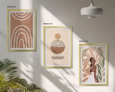 Sada nástenných dekorácií so štýlovým geometrickým a rastlinným vzorom