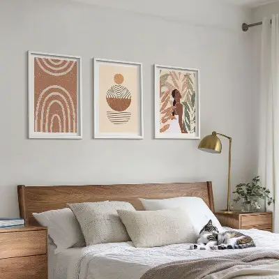 Sada nástenných dekorácií so štýlovým geometrickým a rastlinným vzorom