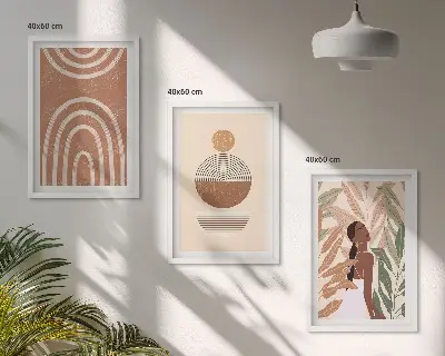Sada nástenných dekorácií so štýlovým geometrickým a rastlinným vzorom