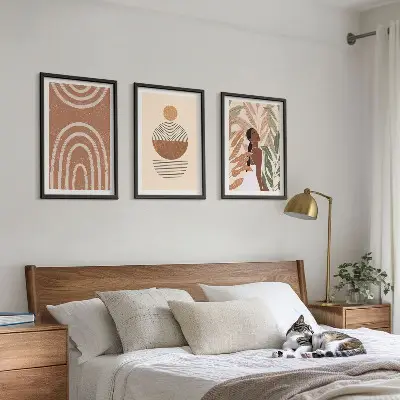 Sada nástenných dekorácií so štýlovým geometrickým a rastlinným vzorom