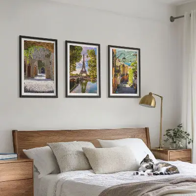 Sada nástenných dekorácií architektonické ulice s Eiffelovou vežou