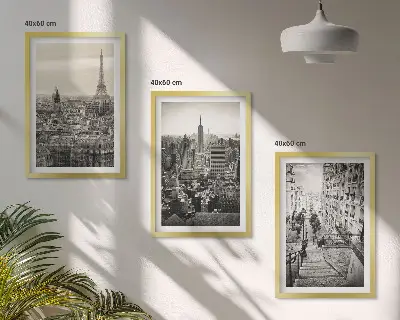 Nástenná galéria výhľady na Paríž a New York so schodiskom