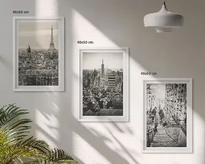 Nástenná galéria výhľady na Paríž a New York so schodiskom