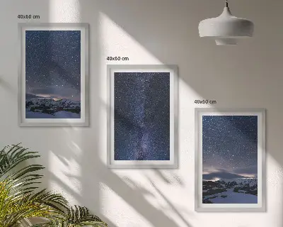 Nástenná galéria nočná obloha s horami a hviezdami