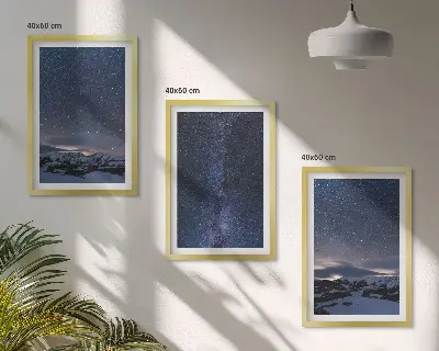 Nástenná galéria nočná obloha s horami a hviezdami