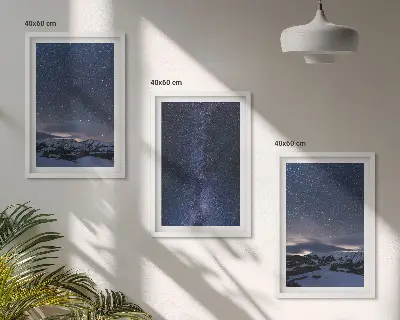 Nástenná galéria nočná obloha s horami a hviezdami