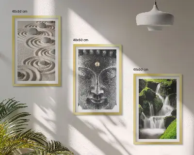 Nástenná galéria so zenovým vodopádom a Buddhovými kameňmi