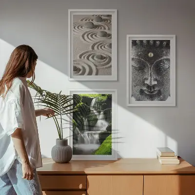 Nástenná galéria so zenovým vodopádom a Buddhovými kameňmi