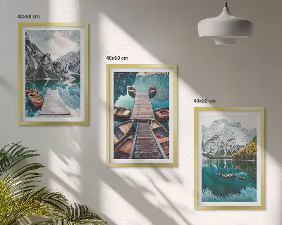Nástenná galéria jazero s mostmi a horami