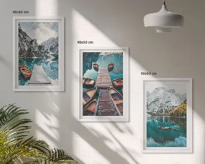 Nástenná galéria jazero s mostmi a horami