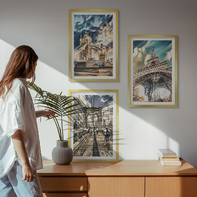 Sada nástenných dekorácií Mosty, veže, európske mestá