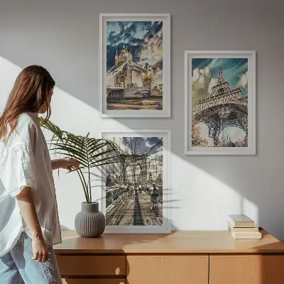 Sada nástenných dekorácií mosty, veže a európske mestá