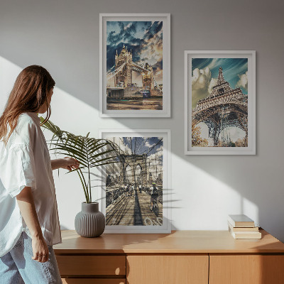 Sada nástenných dekorácií Mosty, veže, európske mestá