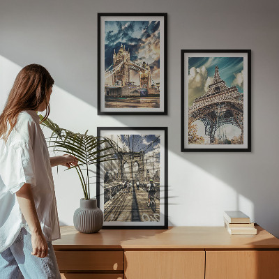 Sada nástenných dekorácií Mosty, veže, európske mestá