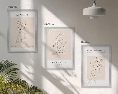 Nástenná galéria plagát s minimalistickými ženskými siluetami