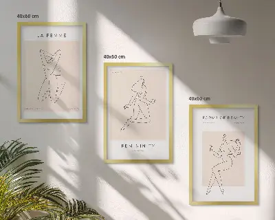 Nástenná galéria plagát s minimalistickými ženskými siluetami