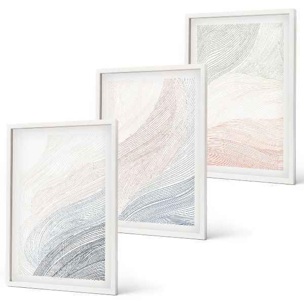 Sada nástenných dekorácií Abstraktné vlny z kartónu, pastel