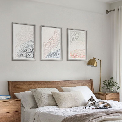 Sada nástenných dekorácií Abstraktné vlny z kartónu, pastel