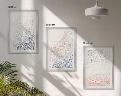 Sada nástenných dekorácií abstraktné vlny z kartónu v pastelových farbách